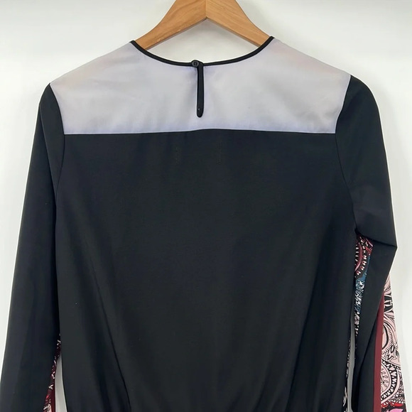 Clover Canyon Dress Womens XS Red Blue Printed Bubble Sleeve Mini V Neck - Picture 7 of 11